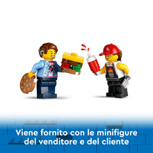 Carica l'immagine nel visualizzatore di Gallery, LEGO City Furgone degli Hamburger Giocattolo, Veicolo da Costruire per Bambini e Bambine da 5 Anni in su, Camion Food Truck con Accessori per Cucinare e 2 Minifigure, Regalo Divertente 60404