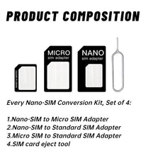 Carica l'immagine nel visualizzatore di Gallery, FLLAGG20 1X Adattatore SIM 3in1 Nano Micro Standard Nero con Pin Estrazione
