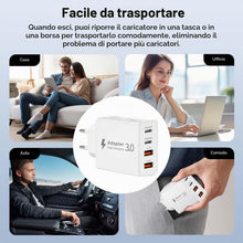 Carica l'immagine nel visualizzatore di Gallery, Caricatore USB C 40W, 4 Porte Presa USB Caricatore Multipla PD e QC 3.0 Carica Rapida Carica Spina Rapido Caricatore,USB