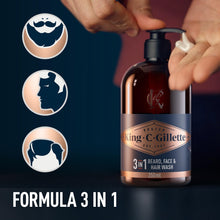 Carica l'immagine nel visualizzatore di Gallery, King C. Gillette Detergente Viso Uomo 3 in 1, Sapone Barba e Capelli