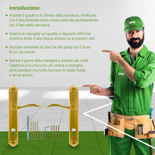 Carica l'immagine nel visualizzatore di Gallery, Amig - Set di Maniglie con Placca per Porta - Bocchetta Profilo Europeo a 85 mm - Quadro da 8 mm - Placca 256 x 48 mm - 