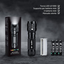 Carica l'immagine nel visualizzatore di Gallery, Lepro Torcia LED Potente Professionale Zoomabile,3 AAA Batterie Incluse