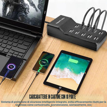 Carica l'immagine nel visualizzatore di Gallery, Caricatore USB multiuso, nero, 50 W, stazione di ricarica Multi USB-A, caricatore USB a 0 porte, stazione di ricarica US