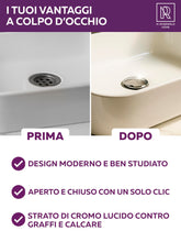 Carica l'immagine nel visualizzatore di Gallery, M. ROSENFELD HOME Piletta Lavabo Click Clack Cromata con Troppo Pieno