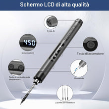 Carica l'immagine nel visualizzatore di Gallery, Set Saldatore Wireless, Saldatore USB a Batteria con LCD, Temperatura Regolabile 180℃-450°C, 3 Punte di Saldatura, Filo 