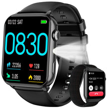 Carica l'immagine nel visualizzatore di Gallery, Smartwatch Uomo Donna, Orologio Smartwatch con LED Torcia, Effettua/Risposta Chiamate, Orologio Intelligente con DIY Qua