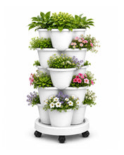 Carica l'immagine nel visualizzatore di Gallery, Bamworld Torre da Giardino Verticale 5 Livelli Impilabili con Ruote Bloccabili, per Erbe Aromatiche, Fragole e Ortaggi, 