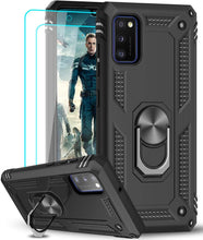 Carica l'immagine nel visualizzatore di Gallery, LeYi Cover per Samsung Galaxy A41 con [2 pezzi] in vetro temperato anello di supporto, doppio strato rinforzato difesa B
