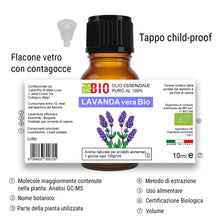 Carica l'immagine nel visualizzatore di Gallery, Lavanda vera Officinalis Bio Olio essenziale 100% Puro 10 ml - Uso interno Terapeutico Alimentare Diffusori Aromaterapia