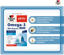 Carica l'immagine nel visualizzatore di Gallery, Doppelherz Omega-3 1000 Integratore 80 Capsule per Adulti