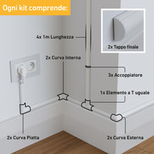 Carica l'immagine nel visualizzatore di Gallery, D-Line 2010KIT001 Nascondi Cavi, Canaline per Impianti Elettrici, Coprifili - 20mm (Larghezza) x 10mm (Altezza) - 4 x 1m
