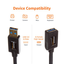 Carica l'immagine nel visualizzatore di Gallery, Amazon Basics Cavo prolunga USB-A 3.0 maschio A-femmina A (3 m) per Personal computer, Nero