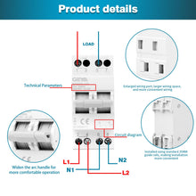 Carica l'immagine nel visualizzatore di Gallery, Commutatore 2P 63A Interruttore separatore di carico Dual Power Manual