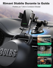Carica l'immagine nel visualizzatore di Gallery, Glangeh 15W Caricatore Wireless Auto, [Ventosa+Clip+QC3.0] Automatico-Bloccaggio Ricarica Wireless Auto, Porta Cellulare