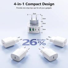 Carica l'immagine nel visualizzatore di Gallery, Caricatore USB C, 40 W 4 Porte USB C Caricabatterie Rapido, Piatto Compatto Salvaspazio Alimentatore USBC per Spazi Rist