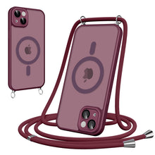 Carica l'immagine nel visualizzatore di Gallery, Pnakqil Cover Magnetica con Cordino per iPhone 15, Compatibile con MagSafe, Sottile con Laccio Collana Tracolla Regolabi