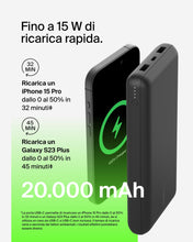 Carica l'immagine nel visualizzatore di Gallery, Belkin BoostCharge Power Bank 20000mAh con Porte USB-C e USB-A - Nero
