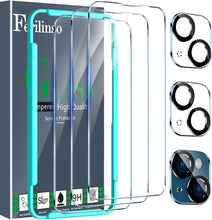 Carica l'immagine nel visualizzatore di Gallery, Ferilinso [6-in-1] Pellicola Vetro Temperato per iPhone 14 &amp; iPhone 13 Accessori 3 Pezzi Protezione Fotocamera 6,1 polli