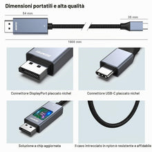 Carica l'immagine nel visualizzatore di Gallery, BENFEI Cavo USB C (Thunderbolt 4/3) a DisplayPort 1.4 1,8M (8K@60Hz, 4K@144Hz), Cavo USB tipo C a DisplayPort per iPhone