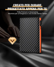 Carica l'immagine nel visualizzatore di Gallery, Portafoglio uomo slim dwnkove RFID con portacarte pop-up, nero/arancione