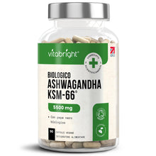 Carica l'immagine nel visualizzatore di Gallery, Ashwagandha KSM-66 Capsule Bio | 5500 mg Derivato da 550 mg di Estratto Alta Concentrazione in Polvere | 3 Mesi | Ashwag