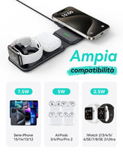 Carica l'immagine nel visualizzatore di Gallery, INIU Caricatore Wireless iPhone, Magnetic 3 in 1 Base Ricarica Certificato Qi, Da viaggio Caricabatterie Wireless Univer