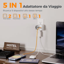 Carica l'immagine nel visualizzatore di Gallery, TESSAN Adattatore Presa Americana con USB C, 2 prese IT, 1 Schuko, Tipo B