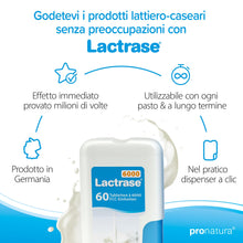 Carica l'immagine nel visualizzatore di Gallery, Pro Natura® Lactrase 6000 FCC, 60 compresse di lattasi per l'intolleranza al lattosio, per gustare senza problemi latte 