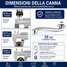 Carica l'immagine nel visualizzatore di Gallery, Topolenashop Canna di Ricambio Cromata 25CM per Rubinetto a Muro Becco Girevole Universale per Miscelatore Cucina o Vasc