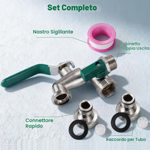 Carica l'immagine nel visualizzatore di Gallery, Rubinetto Giardino, Rubinetto Doppio Giardino con Attacco da 1/2 e 3/4 di Pollice, Rubinetto da Giardino Antiruggine e R