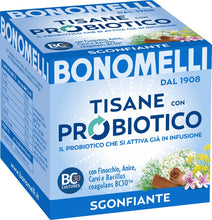 Carica l'immagine nel visualizzatore di Gallery, Bonomelli Tisana Probiotica Sgonfiante, Confezione da 10 Filtri, con Finocchio, Anice e Carvi, Integratore Alimentare, F