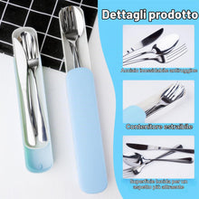 Carica l'immagine nel visualizzatore di Gallery, 4 in 1 Posate da Viaggio, Blu Posate da Campeggio Kit con Custodia