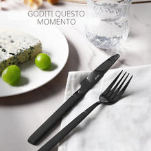 Carica l'immagine nel visualizzatore di Gallery, hecef Set Posate da Viaggio con Portaposate con Cerniera, 9 Pezzi in Acciaio Inox 18/0 con Rivestimento PVD Nero – Porta