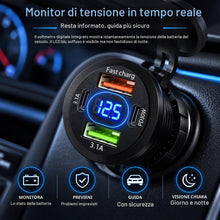 Carica l'immagine nel visualizzatore di Gallery, Presa USB 12V/24V 66W per Auto, 4 Porte PD 30W QC 3.1