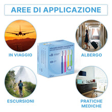 Carica l'immagine nel visualizzatore di Gallery, 100x ARNOMED spazzolini monouso con dentifricio, spazzolini confezionati singolarmente, spazzolino rosso, blu, verde e g