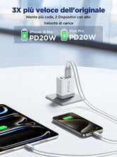Carica l'immagine nel visualizzatore di Gallery, Caricatore USB C 40W 4-Porto Rapido Presa USB multipla PD &amp; QC3.0 Caricabatterie Veloce, Spina Alimentatore Spinotto Car