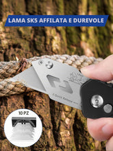 Carica l'immagine nel visualizzatore di Gallery, BIBURY Professional Taglierino, Coltello Taglierino in Acciaio Inossidabile con 10 Lame di Ricmabio, con Maniglia Antisc