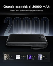 Carica l'immagine nel visualizzatore di Gallery, VRURC Power Bank 20000mAh USB C con cavi integrati，22.5W LED display-1 Pack