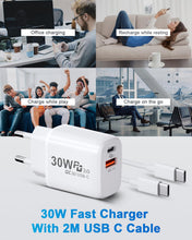 Carica l'immagine nel visualizzatore di Gallery, Caricatore USB C 30W per Google Pixel 8 Pro/8A/7/7 Pro/6/6 Pro, Presa USB C Alimentatore USB C Spina PD&amp;QC3.0 Caricatore