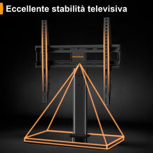 Carica l'immagine nel visualizzatore di Gallery, Supporto Girevole da Tavolo per TV da 26-60 Pollici - Piedistallo per TV Regolabile in Altezza con Base in Vetro Tempera