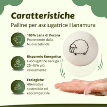 Carica l'immagine nel visualizzatore di Gallery, Hanamura XXL Palline per Asciugatrice - Set da 6-100% Lana Neozelandese
