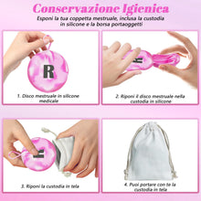 Carica l'immagine nel visualizzatore di Gallery, Robofun Disco mestruale, 2 pezzi (S+L) - Coppa mestruale riutilizzabile in silicone medico 100% per tutte le correnti, s