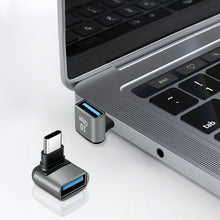 Carica l'immagine nel visualizzatore di Gallery, 2 adattatori C a USB 3.1 (angolo di 90 gradi), convertitore da USB-C a USB-A, adattatore OTG per MacBook Pro 2019/2018, 