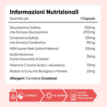 Carica l'immagine nel visualizzatore di Gallery, Glucosamina Condroitina MSM, Acido Ialuronico, Vit C e Curcuma, 6 Mesi, Glucosamina Complex, La Vitamina C Contribuisce 
