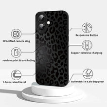 Carica l'immagine nel visualizzatore di Gallery, Coalbooliy Custodia Per iPhone 16 6,1'', Cellulare Nero Silicone Morbido Cover per telefono Aesthetic Modello Leopardato