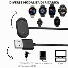 Carica l'immagine nel visualizzatore di Gallery, Caricatore compatibile con Amazfit GTR 4 / GTS 4 / GTR 3 / GTR 3 Pro/GTS 3 / T-Rex 2 - Cavo usb di ricambio 100cm Carica