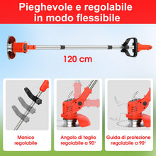 Carica l'immagine nel visualizzatore di Gallery, OUTIGO Tosaerba a batteria, Dotato di due batterie da 21 V, 4 lame, tosaerba triplo pieghevole, tosaerba da giardino a b