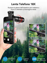 Carica l'immagine nel visualizzatore di Gallery, APEXEL 18x Lente per Telescopio, Obiettivo Grandangolare da 0,63x e Obiettivo Macro 15x, Fisheye da 198 °, Treppiede Fle
