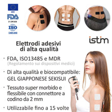 Carica l'immagine nel visualizzatore di Gallery, iStim 16 Elettrodi Neri TENS autoadesivi 5x5 cm – Super Morbidi e Riutilizzabili, Compatibili con Dispositivi TENS/EMS, 