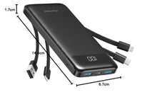 Carica l'immagine nel visualizzatore di Gallery, Charmast Power Bank 10000mAh con Cavi Integrati